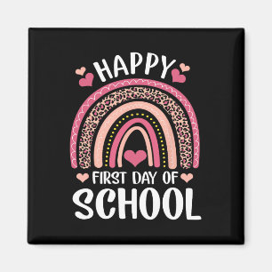 Leopard Rainbow Happy First Day Of School Teacher Magnet