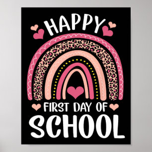 Leopard Rainbow Happy First Day Of School Teacher Poster