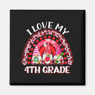 Leopard Rainbow I Love My 4th Grade Gnome Teacher Magnet