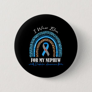 Leopard Rainbow I Wear-blue For My Nephew Diabetes 6 Cm Round Badge