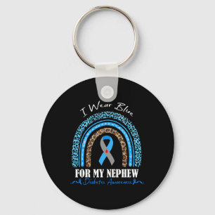 Leopard Rainbow I Wear-blue For My Nephew Diabetes Key Ring