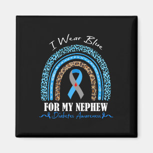 Leopard Rainbow I Wear-blue For My Nephew Diabetes Magnet