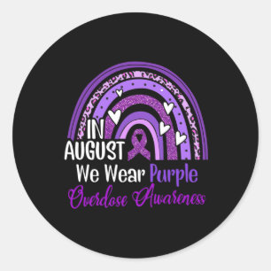 Leopard Rainbow In August We Wear Purple Overdose Classic Round Sticker