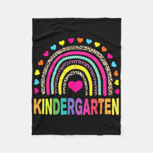 Leopard Rainbow Kindergarten Teacher First Day Of Fleece Blanket