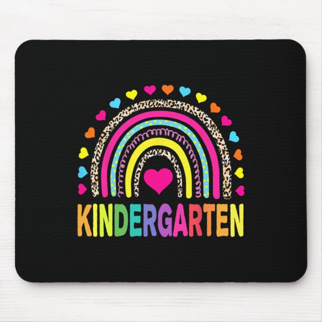 Leopard Rainbow Kindergarten Teacher First Day Of  Mouse Mat (Front)