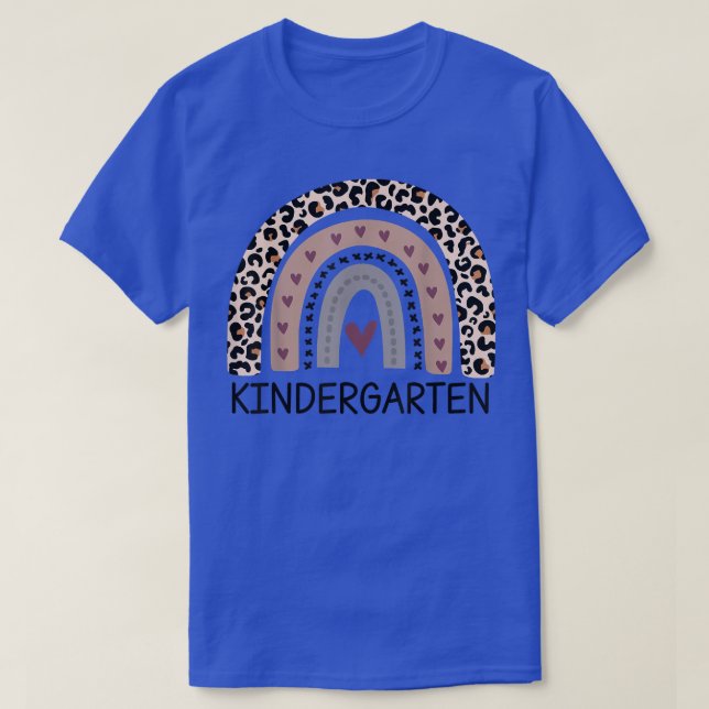Leopard Rainbow Kindergarten Teacher First Day of  T-Shirt (Design Front)