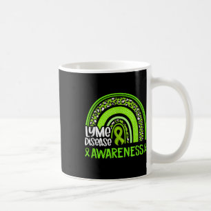 Leopard Rainbow Lime Green Ribbon Lyme Disease Awa Coffee Mug