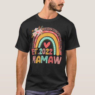 Leopard Rainbow Mamaw Est 2022 Floral Mother's Day T-Shirt