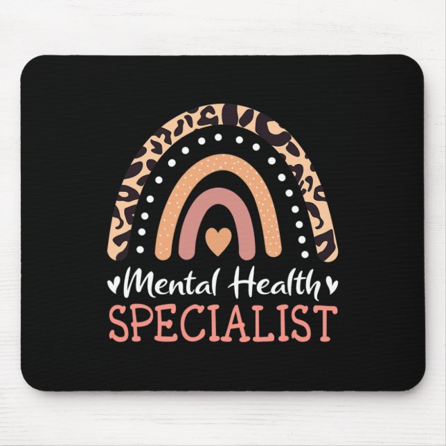 Leopard Rainbow Mental Health Specialist  Mouse Mat (Front)
