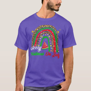 Leopard Rainbow Merry Christmas in July Beach Summ T-Shirt