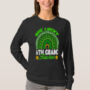 Leopard Rainbow One Lucky 6th Grade Teacher St Pat T-Shirt