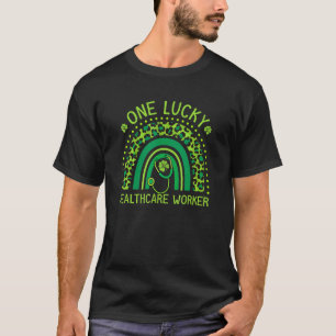 Leopard Rainbow One Lucky Healthcare Worker St Pat T-Shirt