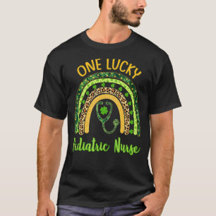 Leopard Rainbow One Lucky Paediatrics Nurse St Pat T-Shirt