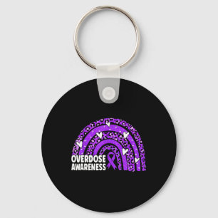 Leopard Rainbow Overdose Awareness Month Purple Ri Key Ring