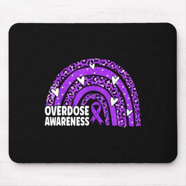 Leopard Rainbow Overdose Awareness Month Purple Ri Mouse Mat (Front)