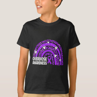 Leopard Rainbow Overdose Awareness Month Purple Ri T-Shirt