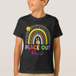 Leopard Rainbow Peace Out Pre-K Last Day Of School T-Shirt