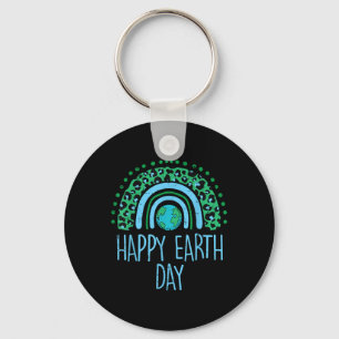 Leopard Rainbow Planet Happy Earth Day Cute Teache Key Ring