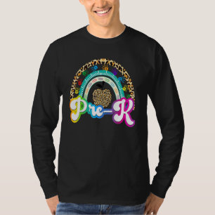 Leopard Rainbow Pre K Teacher Kids Back To School T-Shirt