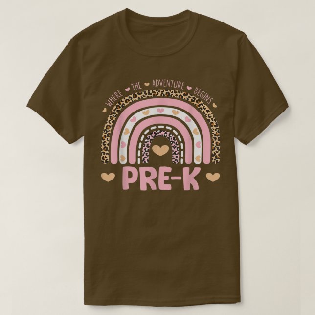Leopard Rainbow PreK Where The Adventure Begins  T-Shirt (Design Front)