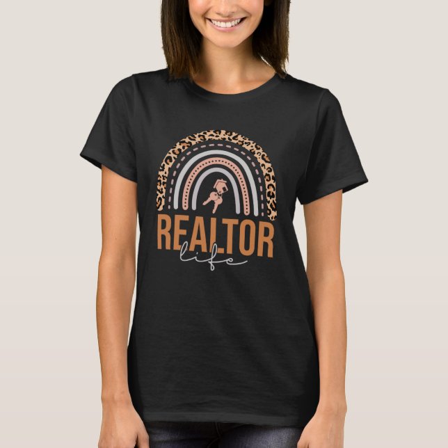 Leopard Rainbow Real Estate Realtor Investor Home  T-Shirt (Front)