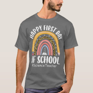 Leopard Rainbow Science Teacher First Day Back To T-Shirt