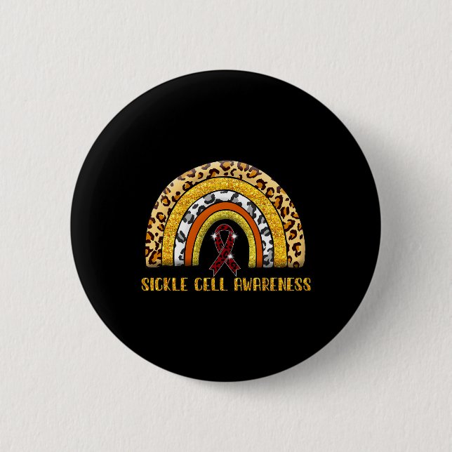 Leopard Rainbow Sickle Cell Warrior  6 Cm Round Badge (Front)