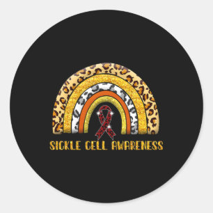 Leopard Rainbow Sickle Cell Warrior Classic Round Sticker