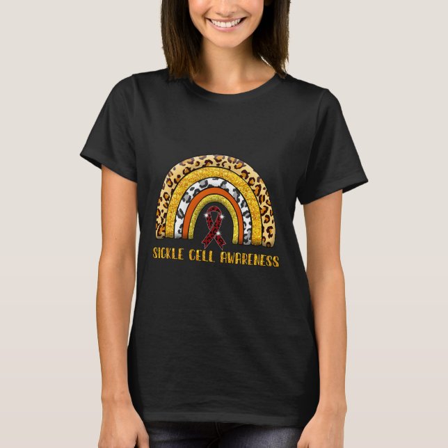 Leopard Rainbow Sickle Cell Warrior  T-Shirt (Front)