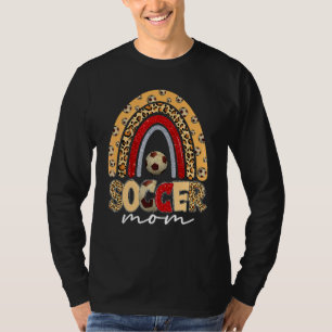 Leopard Rainbow Soccer Mum Sport Mum Leopard Mothe T-Shirt