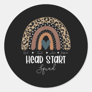 Leopard Rainbow Teacher Student, School Head Start Classic Round Sticker