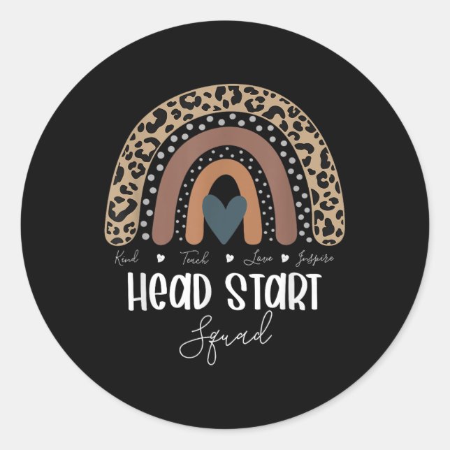 Leopard Rainbow Teacher Student, School Head Start Classic Round Sticker (Front)
