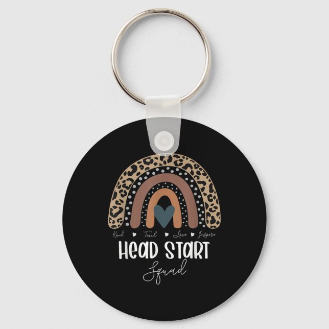 Leopard Rainbow Teacher Student, School Head Start Key Ring (Front)