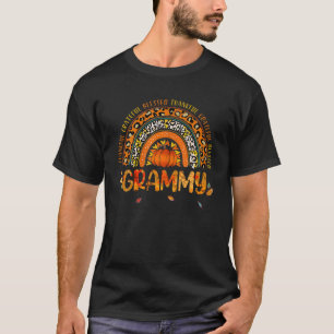 Leopard Rainbow Thankful Grammy Pumpkin Fall Thank T-Shirt