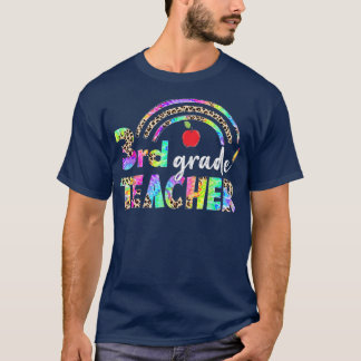 Leopard Rainbow Third Grade Teacher Squad Back To  T-Shirt