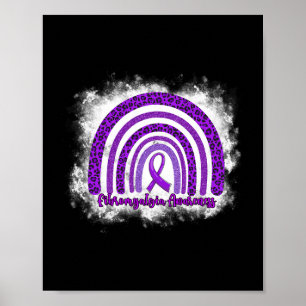 Leopard Rainbow Warrior Fibromyalgia Awareness  Poster