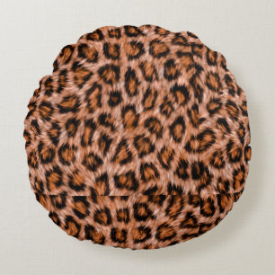 Leopard Real Skin Texture Pattern Round Cushion