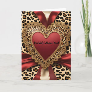 Leopard Red Valentine's Day Heart Card