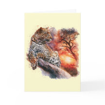Leopard Relaxing on a Branch Card #1