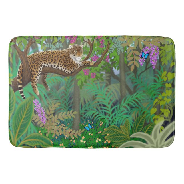 Leopard Resting in The Jungle Bath Mat (Front)