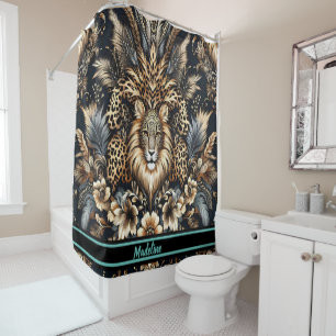Leopard Retreat: Lounge in Wild Elegance Shower Curtain