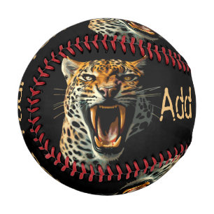 Leopard roaring attack head baseball