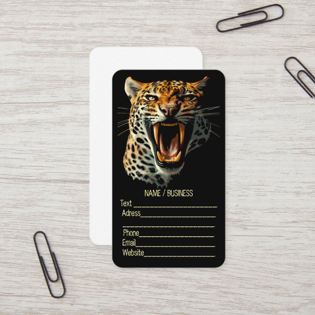 Leopard roaring attack head business card (Front/Back In Situ)