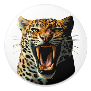 Leopard roaring attack head ceramic knob