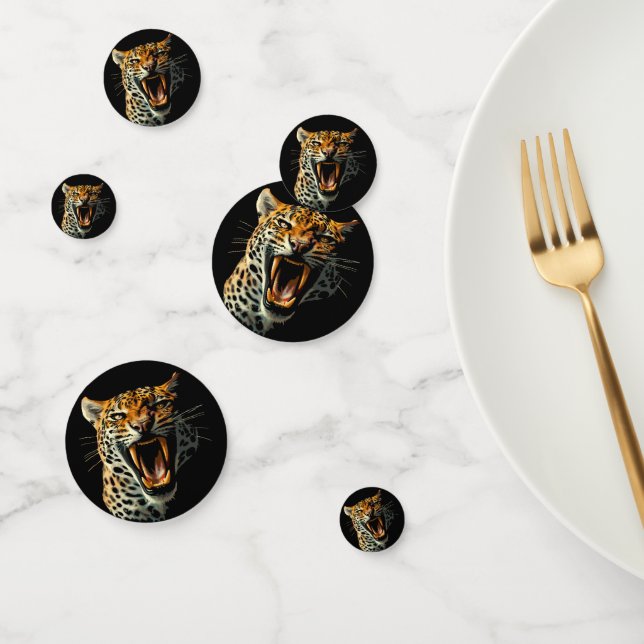 Leopard roaring attack head confetti (Group)