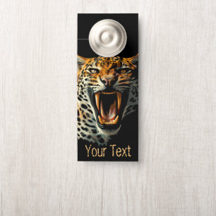 Leopard roaring attack head door hanger