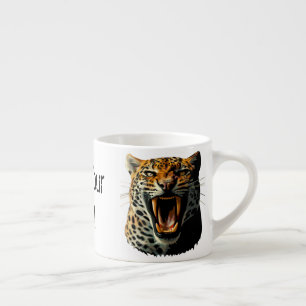 Leopard roaring attack head espresso cup