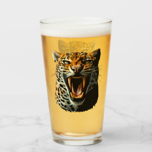 Leopard roaring attack head glass