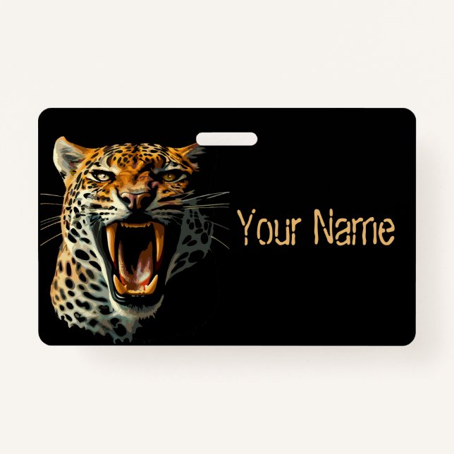 Leopard roaring attack head ID badge (Front)