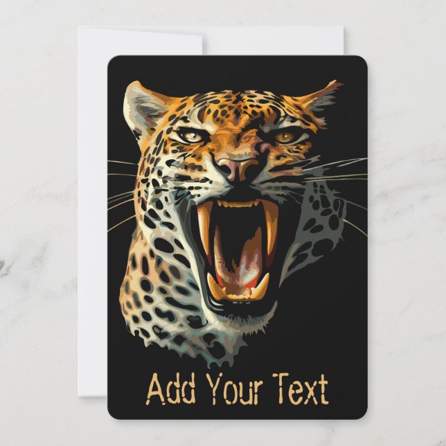 Leopard roaring attack head invitation (Front)